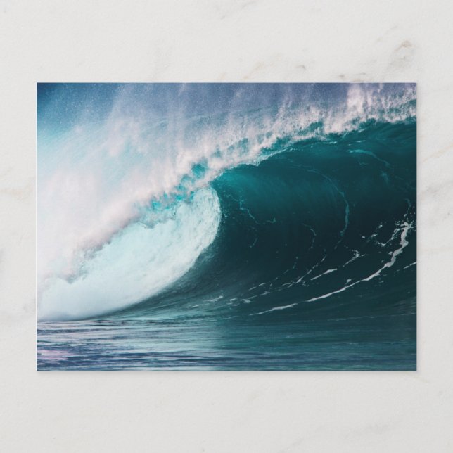 Postal EEUU, Hawaii, Oahu, grandes olas (Anverso)