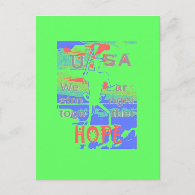 Postal EEUU Hope: Neon Lemon y arte Naranja (Anverso)