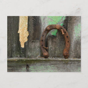 Postal EEUU, Montana. Rusty herradura en la antigua valla