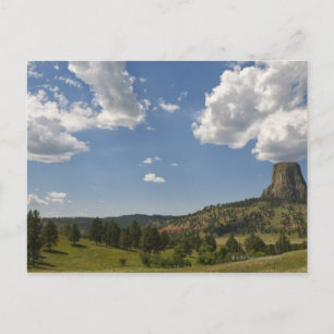 Postal EEUU, Wyoming, nubes sobre la Torre del Diablo
