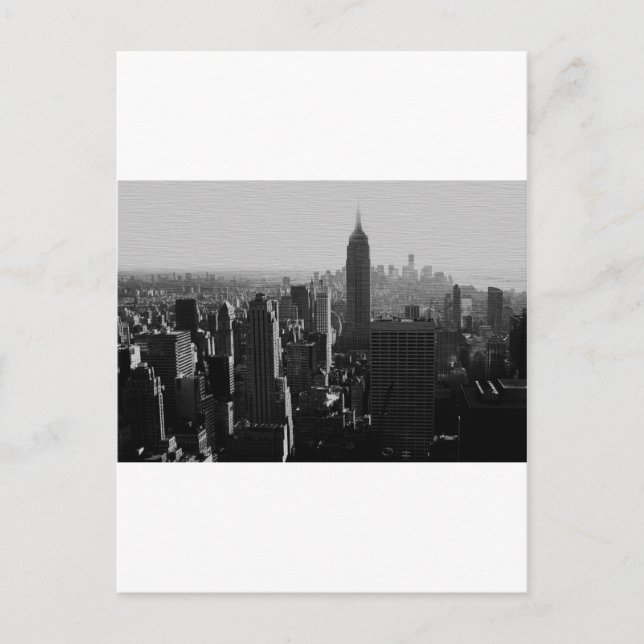 Postal Efecto de madera en blanco y negro NYC (Anverso)