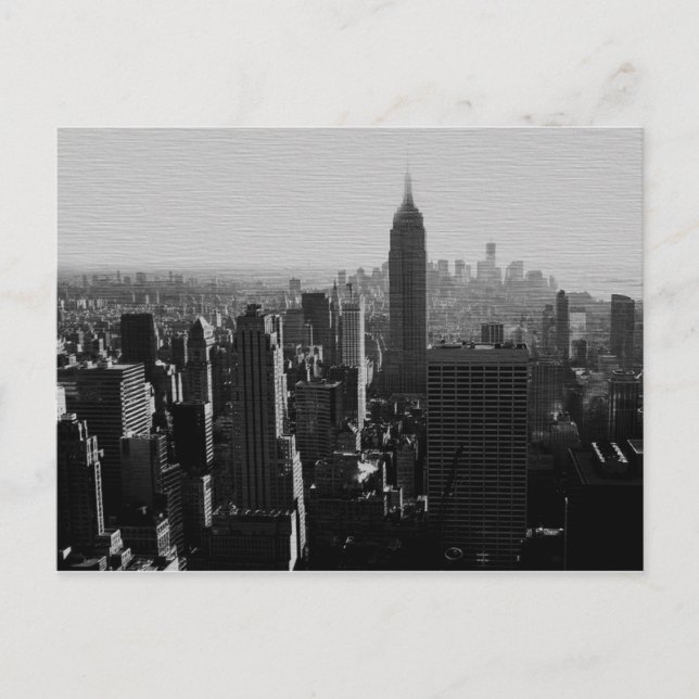 Postal Efecto de madera en blanco y negro NYC (Anverso)