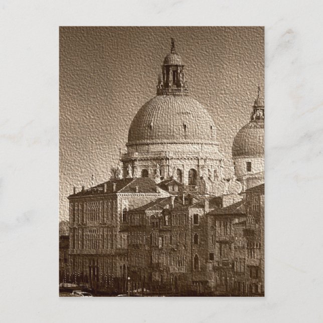 Postal Efecto de papel Sepia Gran Canal de Venecia (Anverso)