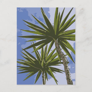 Postal Efecto de pintura de hojas de palma de yuca tropic