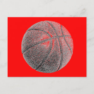 Postal Efecto lápiz Red Pop Art Basketball Post Card