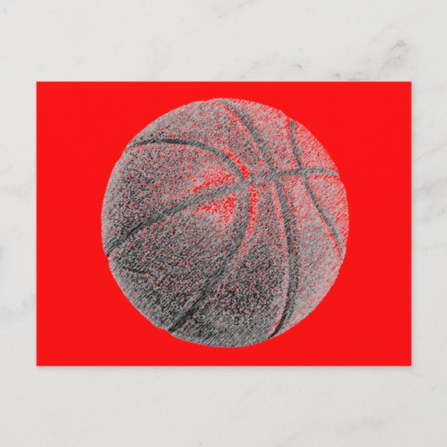 Postal Efecto lápiz Red Pop Art Basketball Post Card (Anverso)