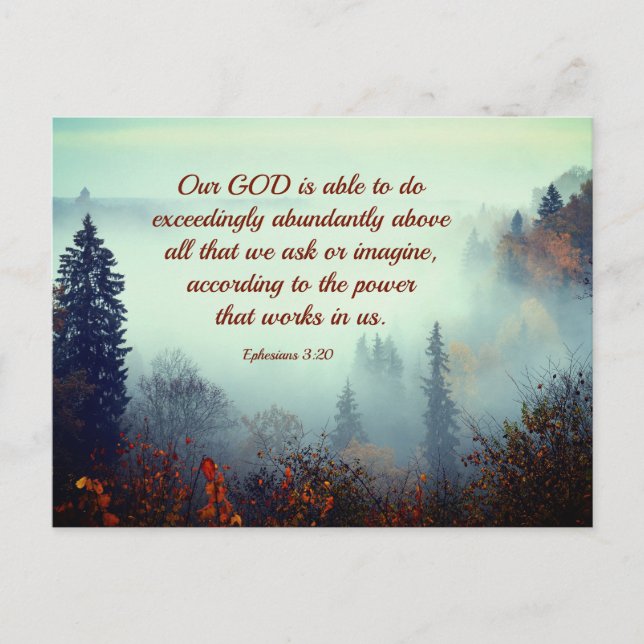 Postal Efesios 3:20 Nuestro DIOS es capaz... Bosque de ot (Anverso)