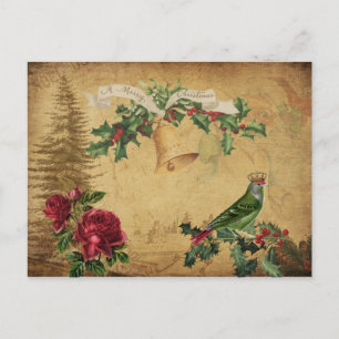 Postal Efímeras Decoupage Vintage Navidad Fiesta