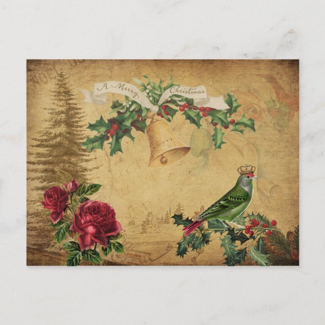 Postal Efímeras Decoupage Vintage Navidad Fiesta (Anverso)