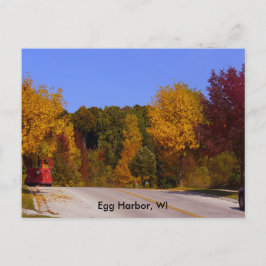 Postal Egg Harbor, WI Fall Season & Trolley Car Postcard