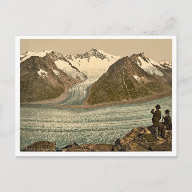 Postal Eggishorn, Glaciar Grand Aletsch, con Aletschhorn (Anverso)