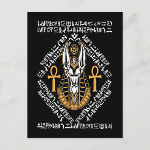 Postal Egipcio Dios Anubis Ankh Egipto Hieroglíficos