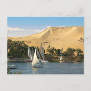 Postal Egipto, Asuán, río Nilo, veleros Felucca, 2