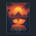 Postal Egipto Atardecer: Pirámides y río Nilo<br><div class="desc">Experimente la belleza atemporal de Egipto con este simple y sorprendente poster de arte vectorial. Admire las pirámides icónicas y el majestuoso río Nilo bañado en el cálido resplandor del sol.</div>