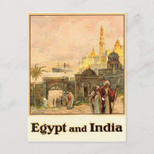 Postal Egipto e India, viajes antiguos