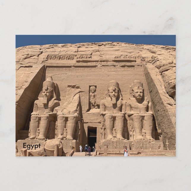 Postal Egipto, el gran templo de Ramses II, Abu Simbel (Anverso)