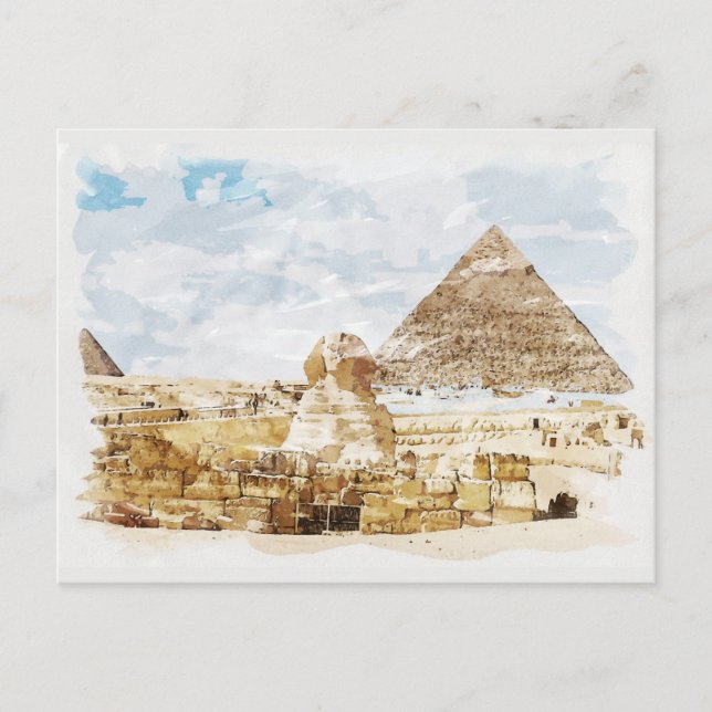 Postal Egipto Esfinge Giza Pyramids Bella Artes viajero (Anverso)