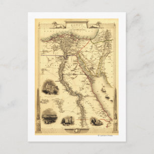 Postal Egipto y ArabiaMapa PanorámicoEgipto