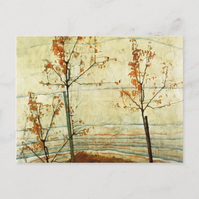Postal Egon Schiele- Árboles otoñales (Anverso)