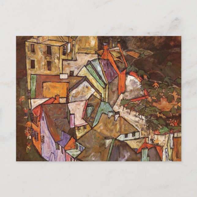 Postal Egon Schiele - Borde de la Ciudad (Anverso)