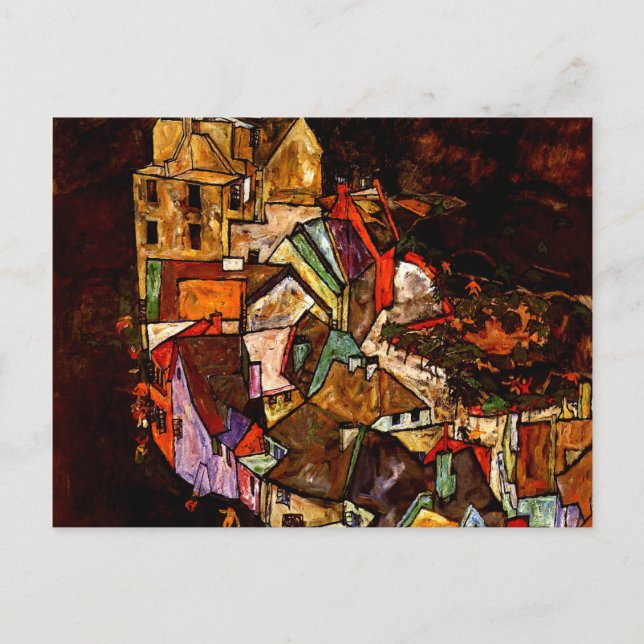 Postal Egon Schiele - Borde de la ciudad (Anverso)