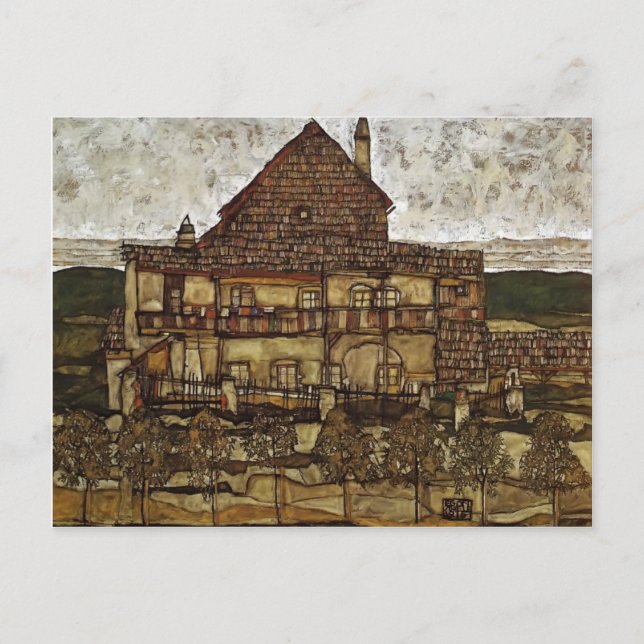 Postal Egon Schiele- Casa con Singles (Anverso)