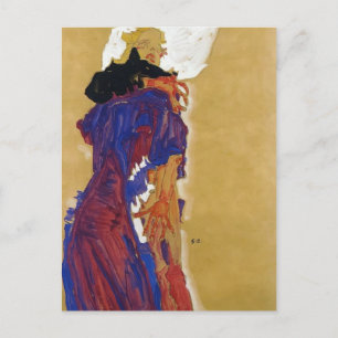 Postal Egon Schiele - Chica reclinado en una almohada