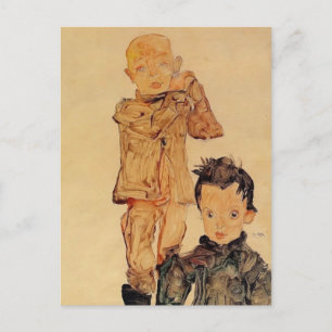 Postal Egon Schiele - Dos chicos