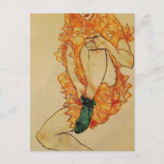 Postal Egon Schiele- El Green Stocking (Anverso)