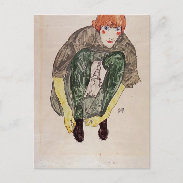 Postal Egon Schiele- Figura de la convulsión (Valerie Neu (Anverso)