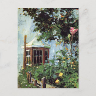 Postal Egon Schiele-House con ventanales en el jardín