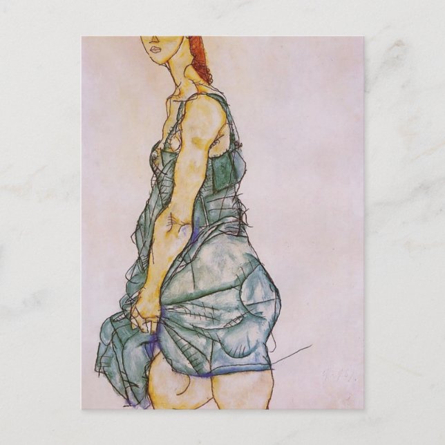 Postal Egon Schiele- Mujer de pie erguida (Anverso)