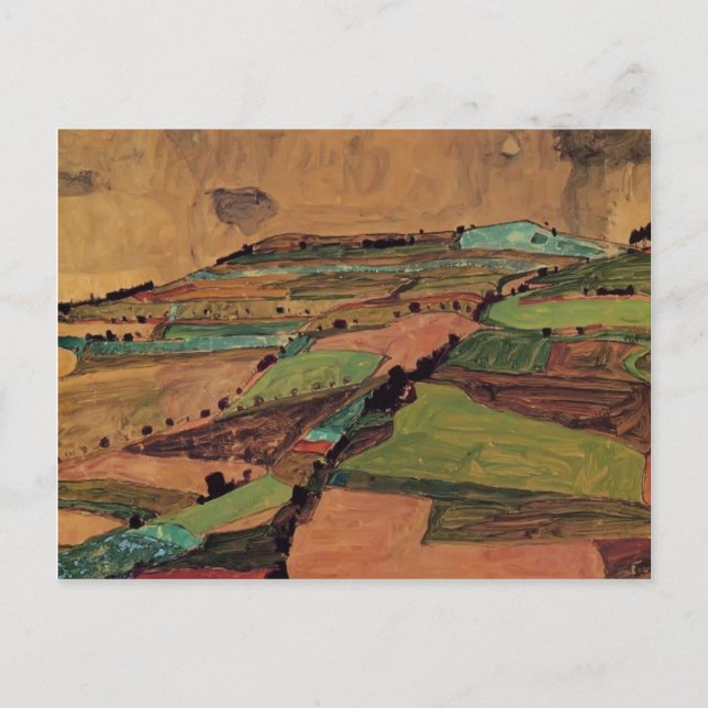 Postal Egon Schiele - Paisaje de campo (Anverso)