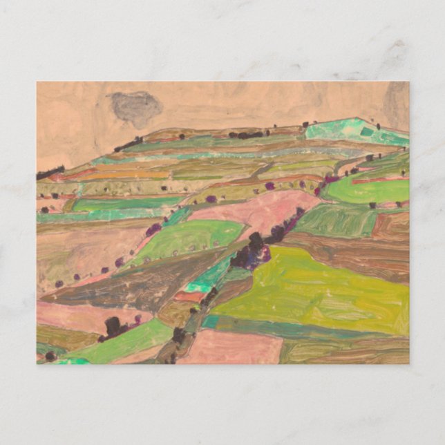 Postal Egon Schiele - Paisaje de campo (Anverso)