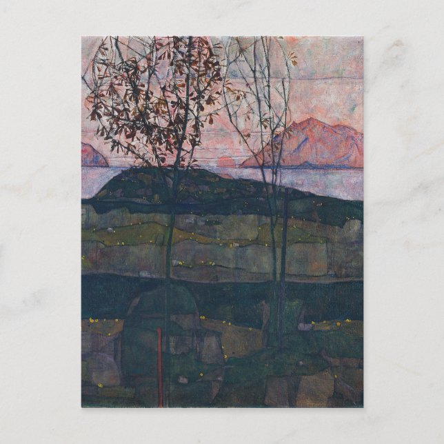 Postal Egon Schiele pone sol (Anverso)