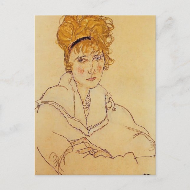 Postal Egon Schiele- Retrato de Edith Schiele (Anverso)