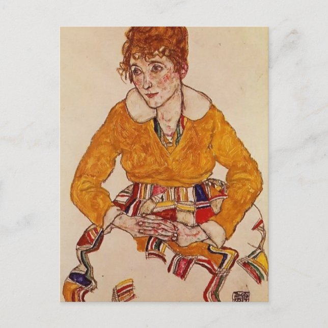 Postal Egon Schiele - Retrato de la esposa del artista (Anverso)