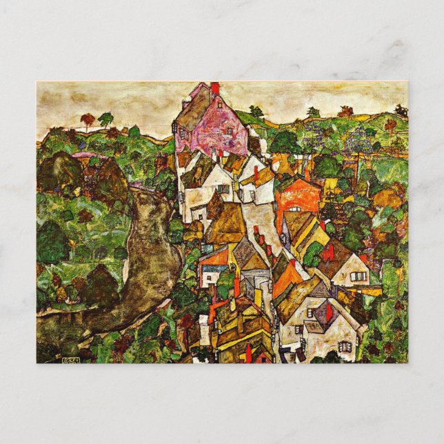 Postal Egon Schiele - Stein on the Danube (Anverso)