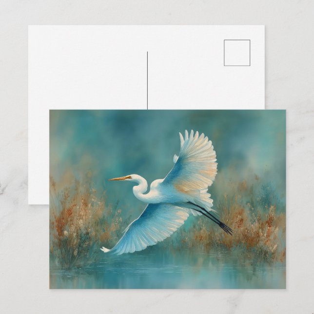 Postal Egreda blanco en acuarela (Anverso / Reverso)