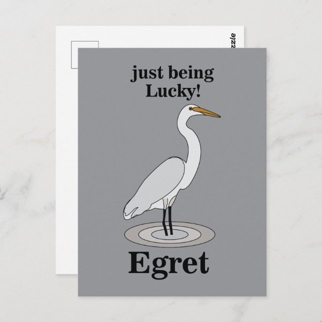 Postal Egret Lucky Bird (Anverso / Reverso)