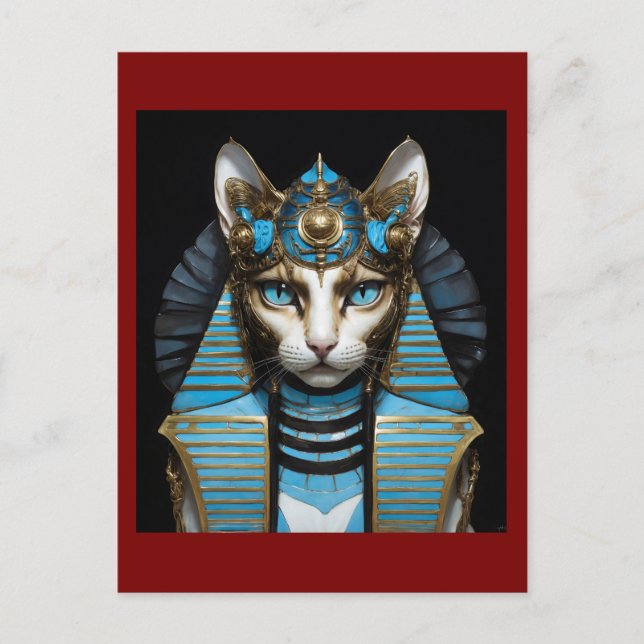 Postal Egyptian cat pharaoh (Anverso)
