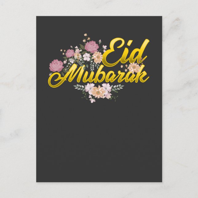 Postal Eid Mubarak Floral musulmana islámica mujer (Anverso)