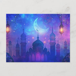 Postal Eid Mubarak Magic Arabian Nights Crescent Colores