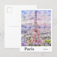 Eiffel París Francia Traje la mano de la acuarela
