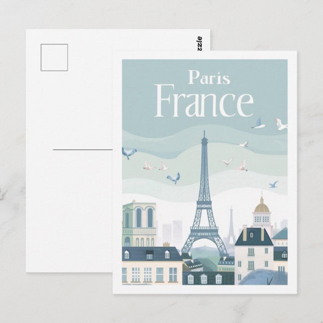 Postal Eiffel Paris Francia Viaje Famoso Viaje Lugar (Anverso / Reverso)