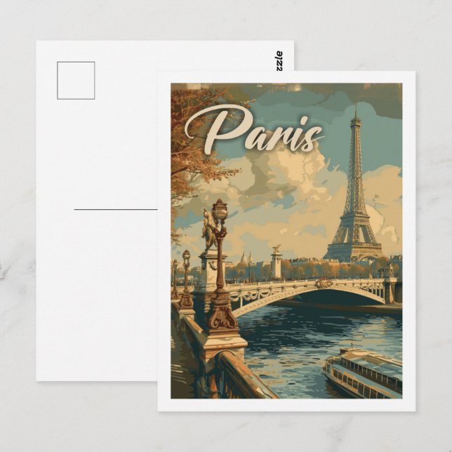 Postal Eiffel Paris Francia Viaje Famoso Viaje Lugar (Anverso / Reverso)