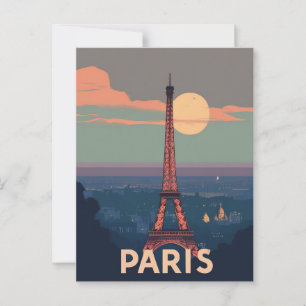 Postal Eiffel Torre Viaje Vintage París Retro