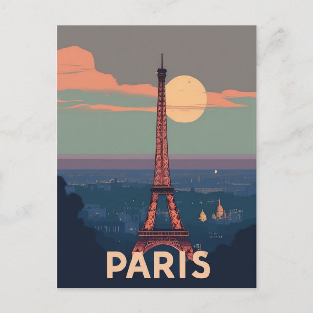 Postal Eiffel Torre Viaje Vintage París Retro (Anverso)