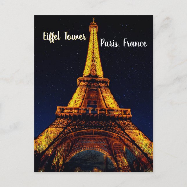 Postal Eiffel Tower at Night – Paris (Anverso)