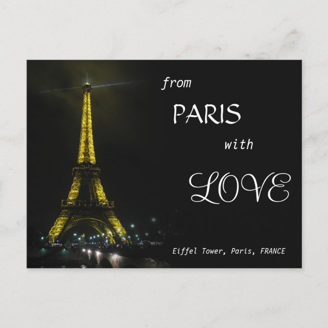 Postal EIFFEL TOWER - desde París con AMOR (Anverso)
